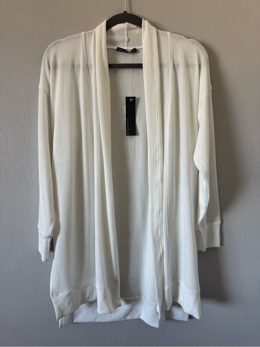 NWT Lightweight Open-Front Lagenlook White Cardigan Sweater
